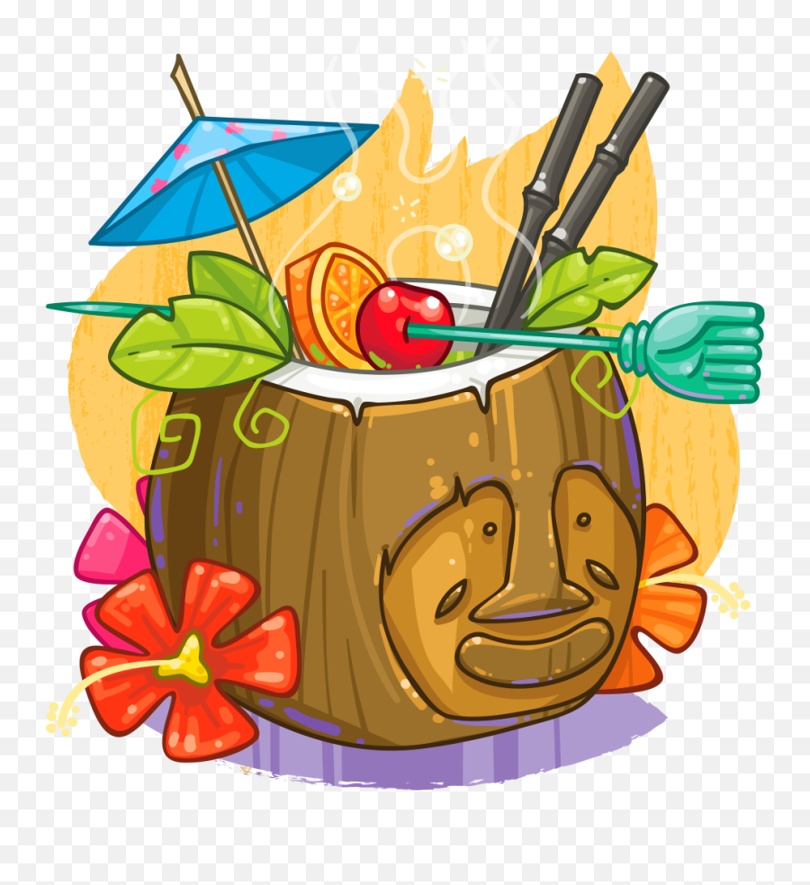 Coconut Clipart Tiki - Coconut Cocktail Png Transparent Png Emoji,Coconut Drink Clipart