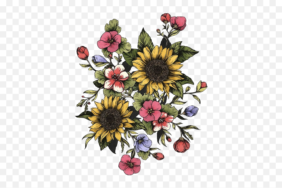 Download Tattoo Good Sunflower Trees Tumblr Vibes Design - Drawing Flower Bouquet Flowers Emoji,Design Clipart