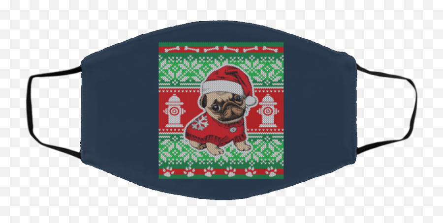 Christmas Cute Pug Ugly Sweater Face Mask - Qfinder Emoji,Pug Face Png