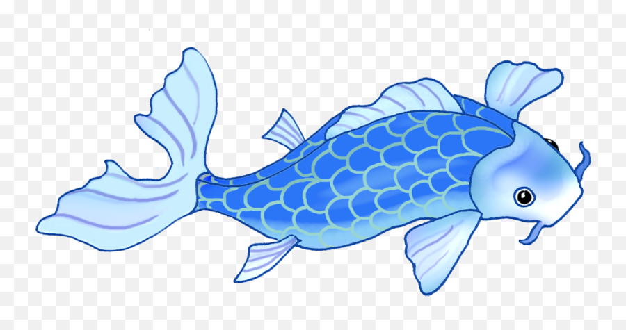 Download Hd Very Blue Koi Fish Two - Koi Fish With Color Emoji,Koi Fish Clipart