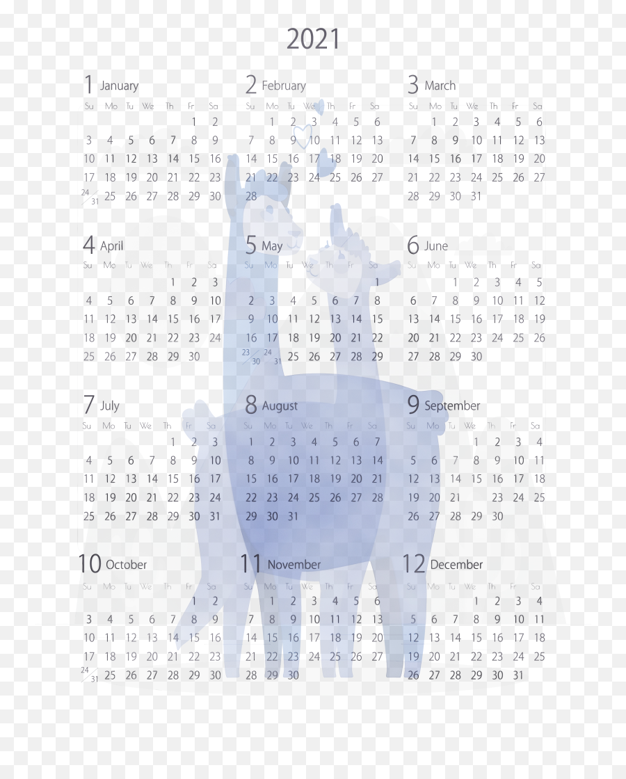 Printable Calendar 2021 Png Clipart Background Png Play - Language Emoji,Cute Llama Clipart