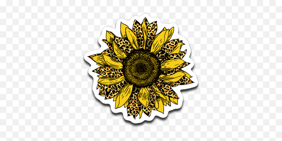 Leopard Print Sunflower Vinyl Decal Sticker - Leopard Print Sunflower Emoji,Leopard Print Clipart