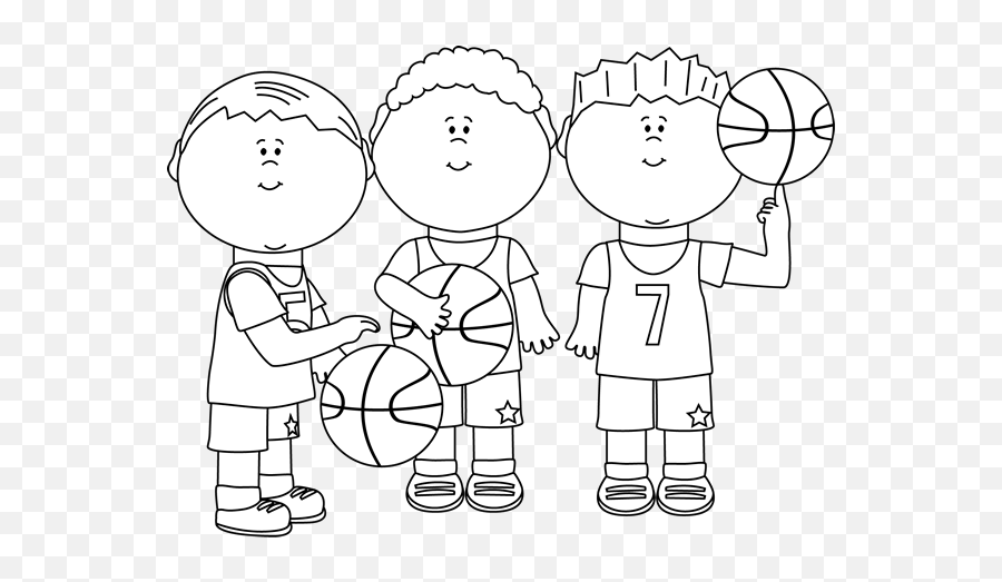 White Boy Basketball Players Clip Art - Boy Basketball Clipart Black And White Emoji,Basketball Clipart Black And White