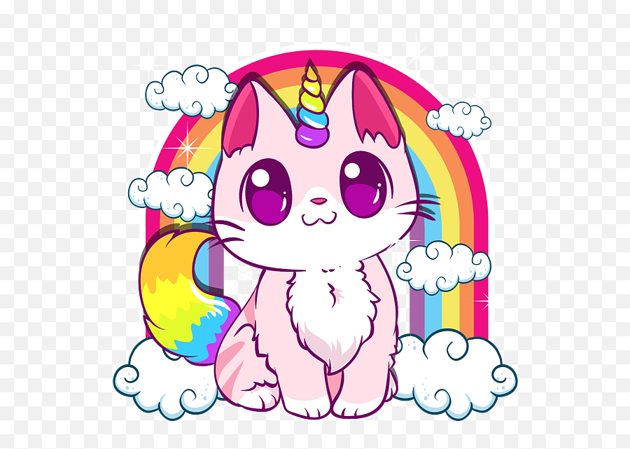 Cute Unicorn Cat Adorable Smiling Rainbow Kitty Carry - All Emoji,Rainbow Unicorn Clipart