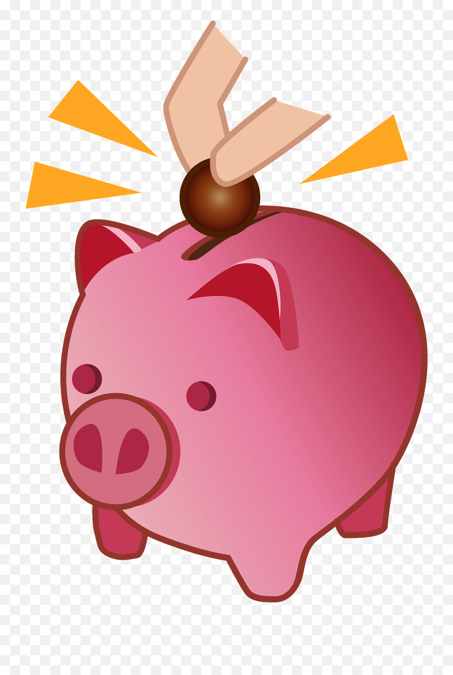 Coin Into The Piggy Bank Clipart - Animal Figure Emoji,Piggy Bank Clipart