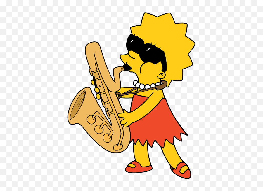 The Simpsons Clip Art Cartoon Clip Art - Lisa Simpson With Saxophone Emoji,Tuba Clipart