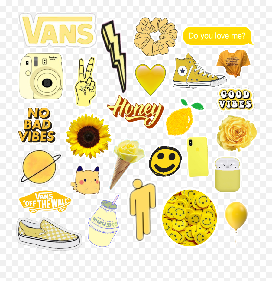 Vsco Stickers Yellow Posted By John Cunningham - Vsco Sticker Emoji,Vans Off The Wall Logo
