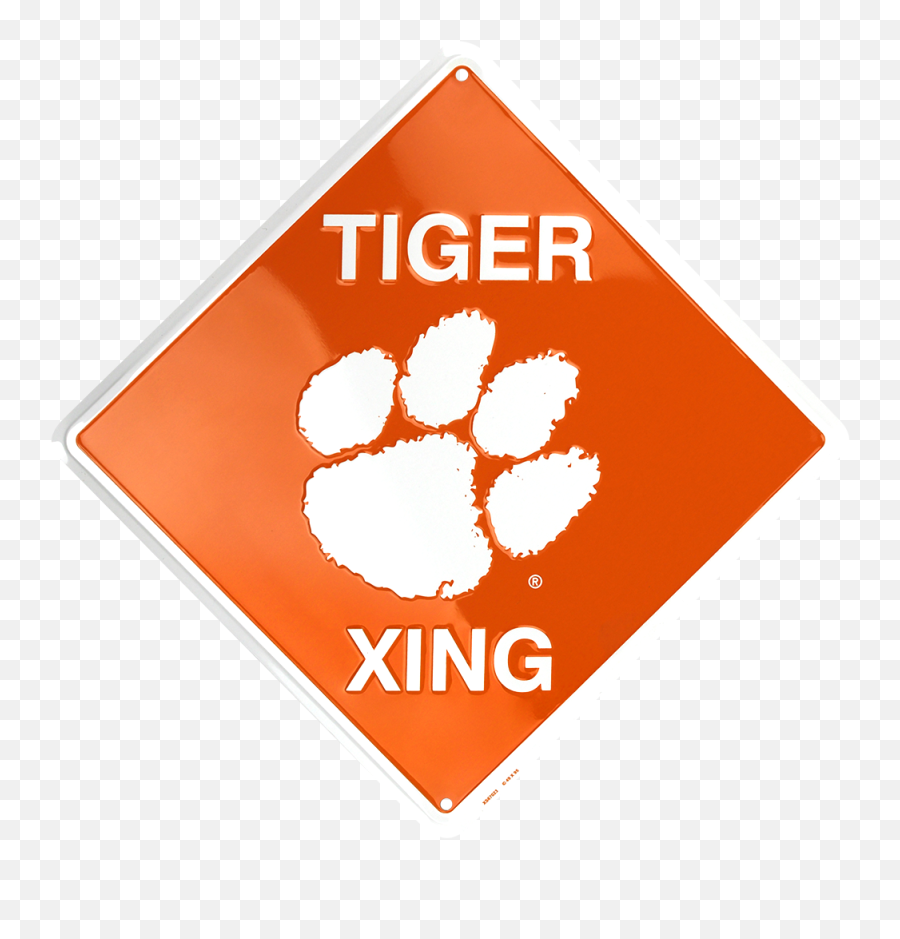 Metal Embossed Tiger Xing Crossing Sign - Clemson Tiger Paw Emoji,Clemson Tigers Logo