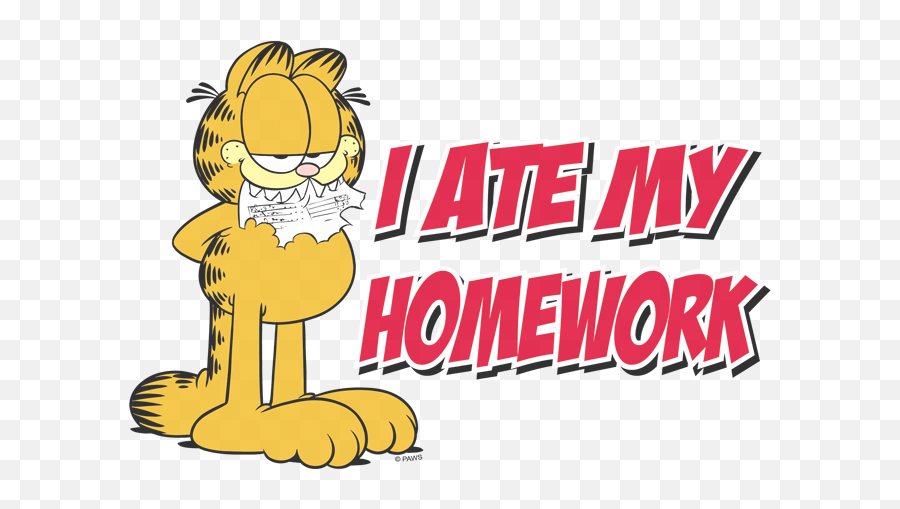 Garfield I Ate My Homework Youth T Shirt Clipart - Full Size Fiction Emoji,Homework Clipart