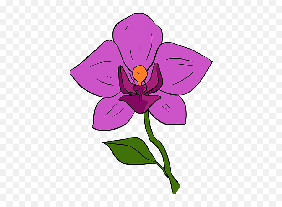 Orchid Flower Clipart - Orchid Drawing Cartoon Emoji,Orchid Clipart