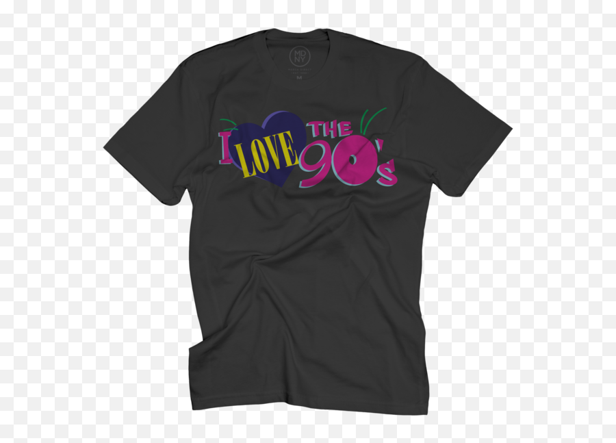 I Love The 90s - Classic Logo On Black Tshirt Emoji,Rainbow Apple Logo