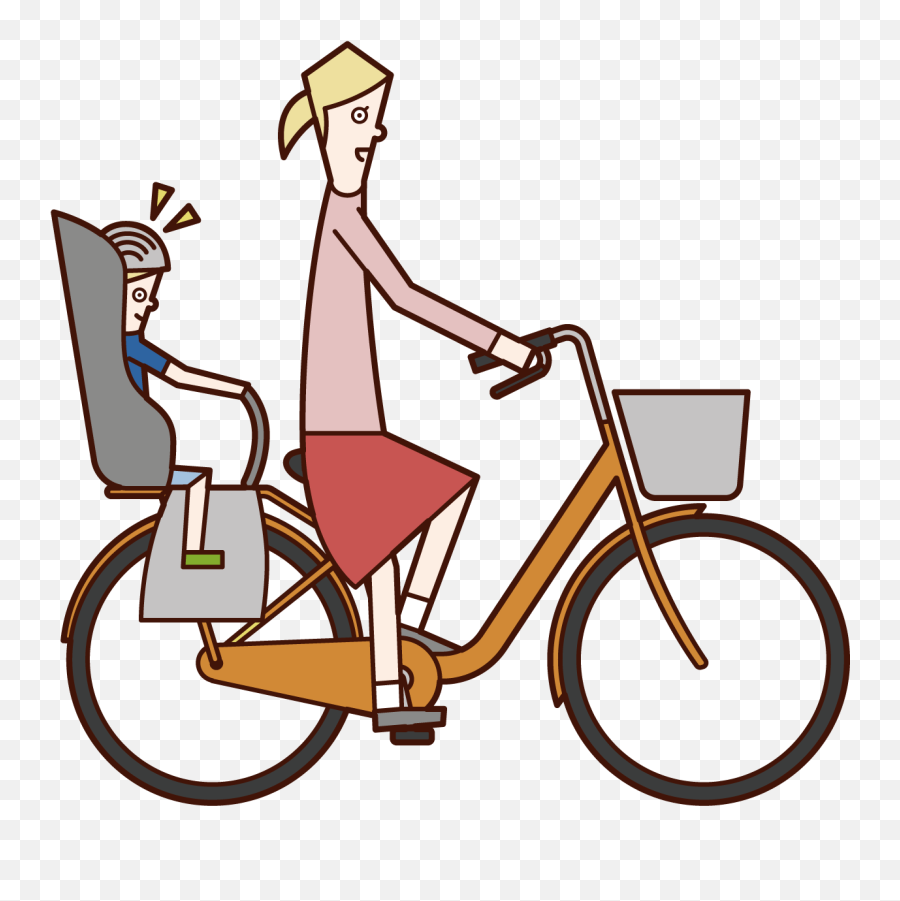 Illustration Of A Woman Riding A Bicycle With A Child Emoji,Ride Bike Clipart