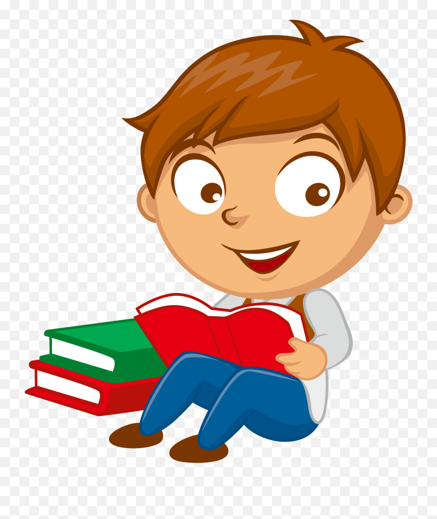 Boy Reading Clipart Png Transparent - Boy Reading Clipart Emoji,Reading Clipart