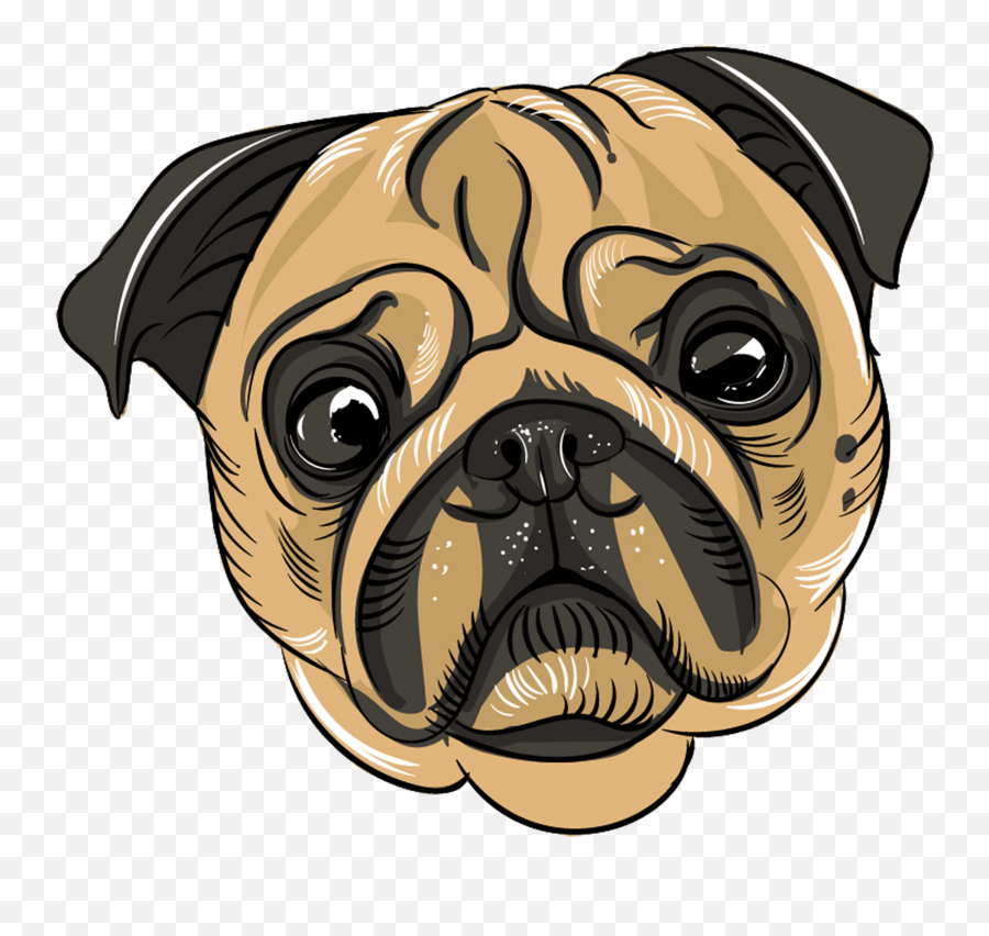 Pug Head Clipart - Pug Drawing Emoji,Pug Clipart