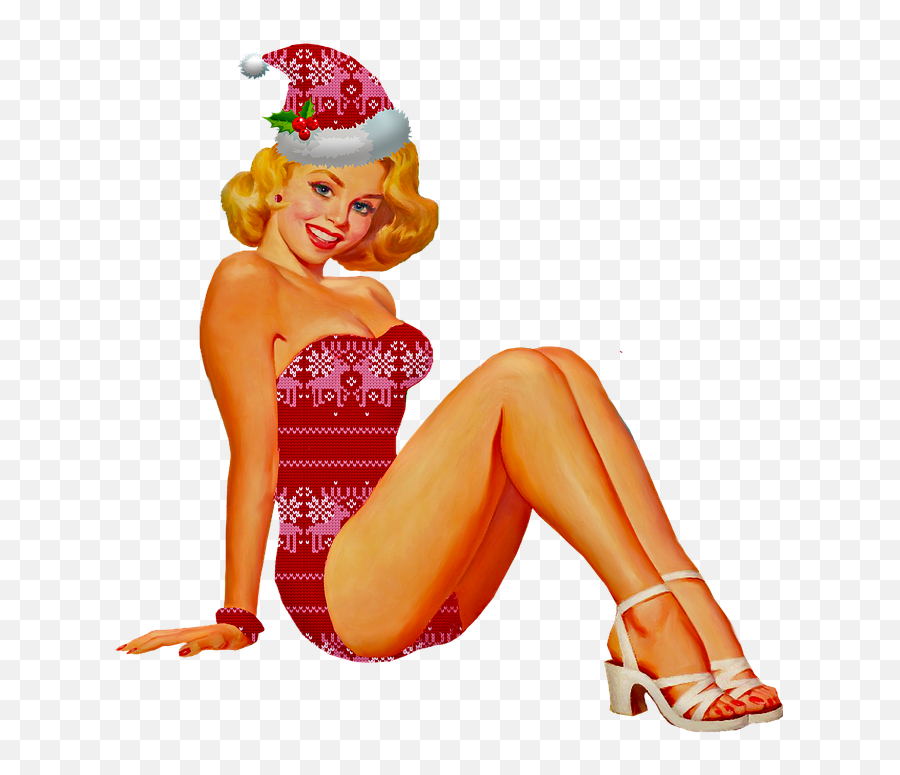 Christmas Pin Up Girl Woman - Pin Up Girl Christmas Png Emoji,Pin Up Girl Png
