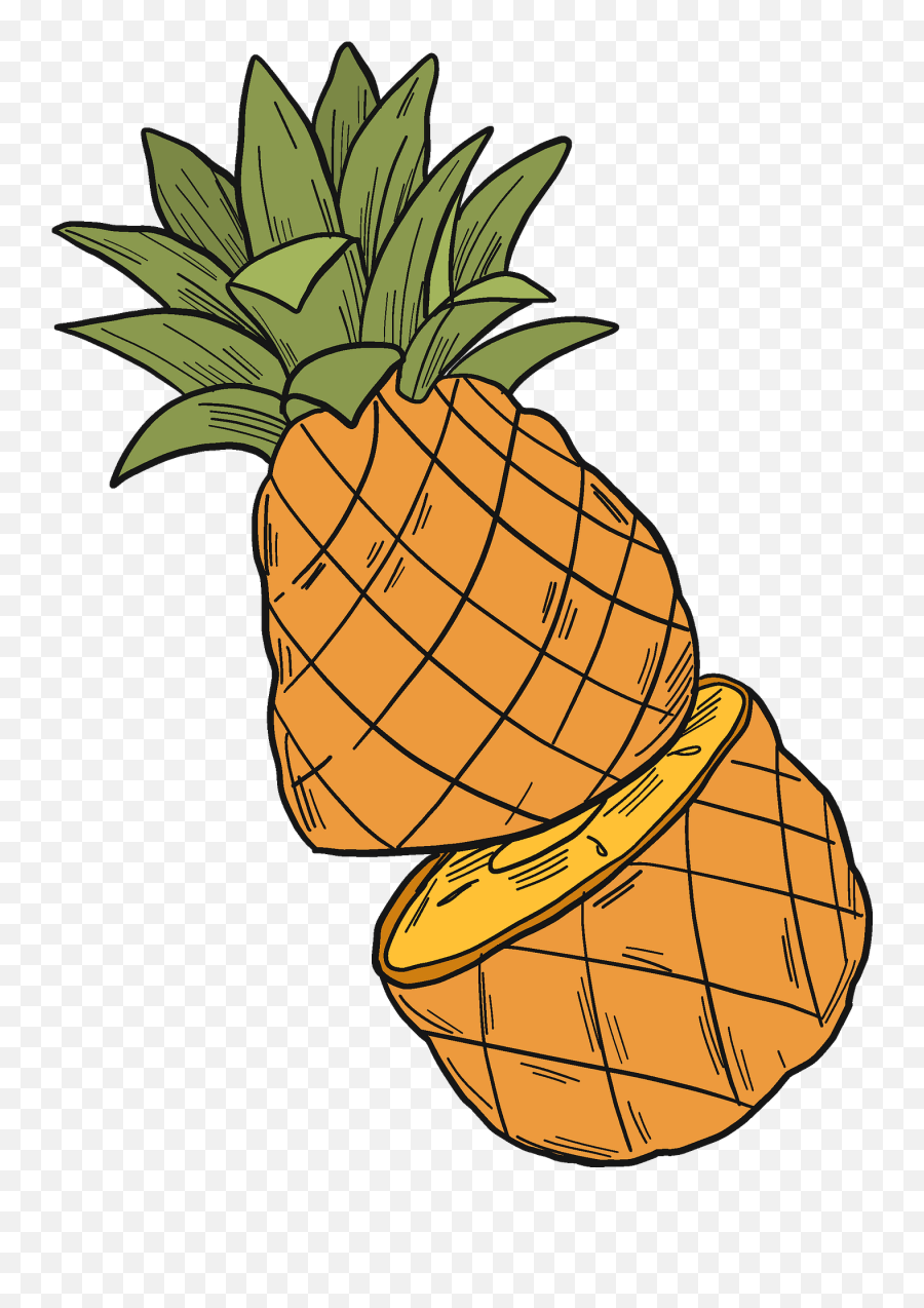 Cut Pineapple Clipart Free Download Transparent Png - Fruits Into Half Clip Art Emoji,Pineapple Clipart