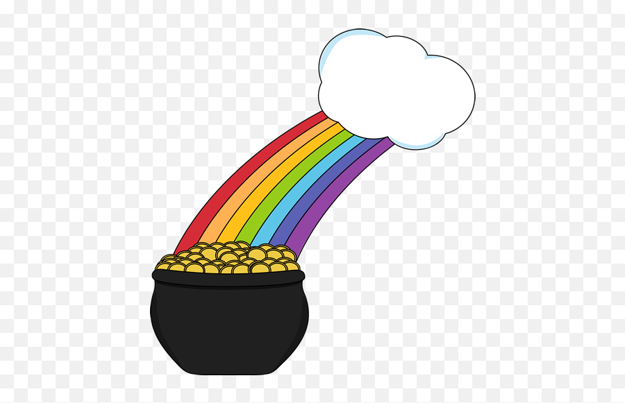 Saint Patricku0027s Day Clip Art - Saint Patricku0027s Day Images Pot Of Gold With Rainbow And Cloud Emoji,Rainbow Clipart Black And White