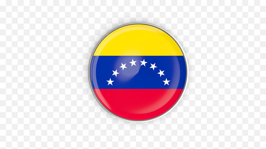 Round Button With Metal Frame - Venezuela Flag Round Emoji,Venezuela Flag Png