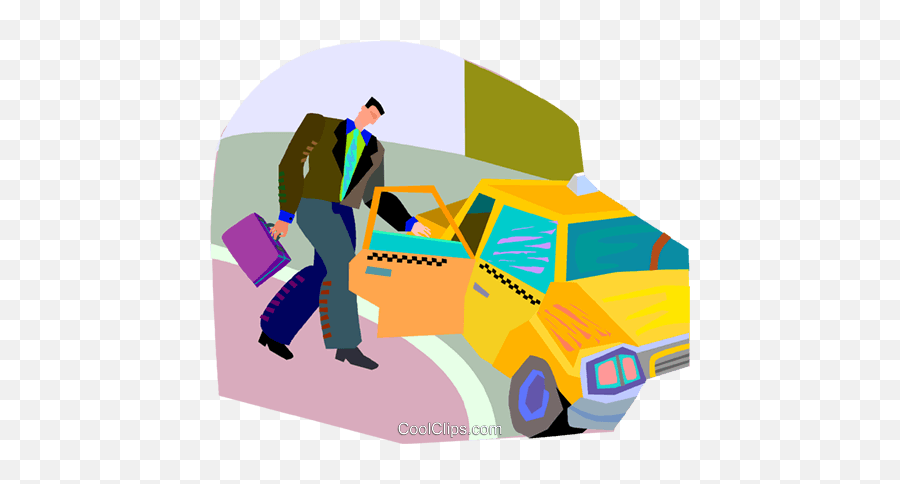 Man Getting Into Taxi Royalty Free - Get Into A Car Clipart Emoji,Taxi Clipart