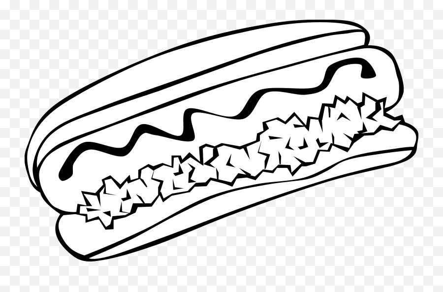 Dog Clipart Black And White Png - Hot Dogs Clipart Black And Colouring Picture Of Junk Food Emoji,Dog Clipart Black And White