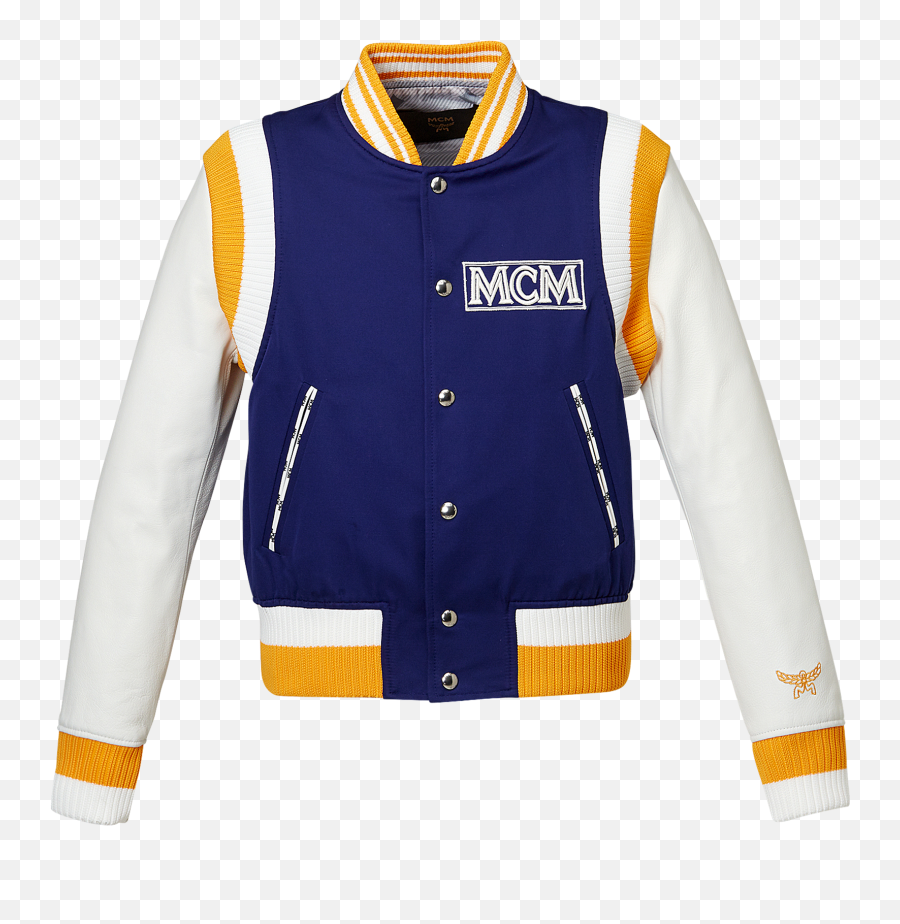 Classic Logo Stadium Jacket Blue - Blue Varsity Jacket Mcm Emoji,Blue Jacket Logo