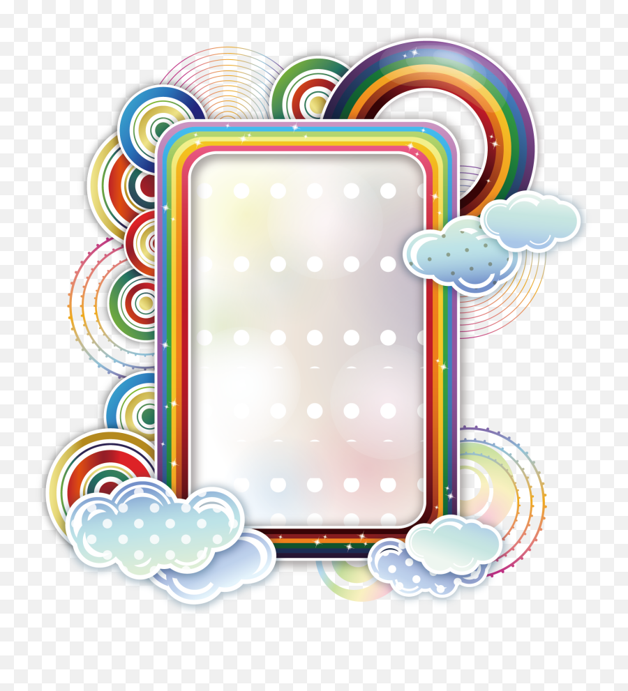 Borders And Frames Rainbow Cloud Clip - Border Design Rainbow Clipart Emoji,Text Frame Png