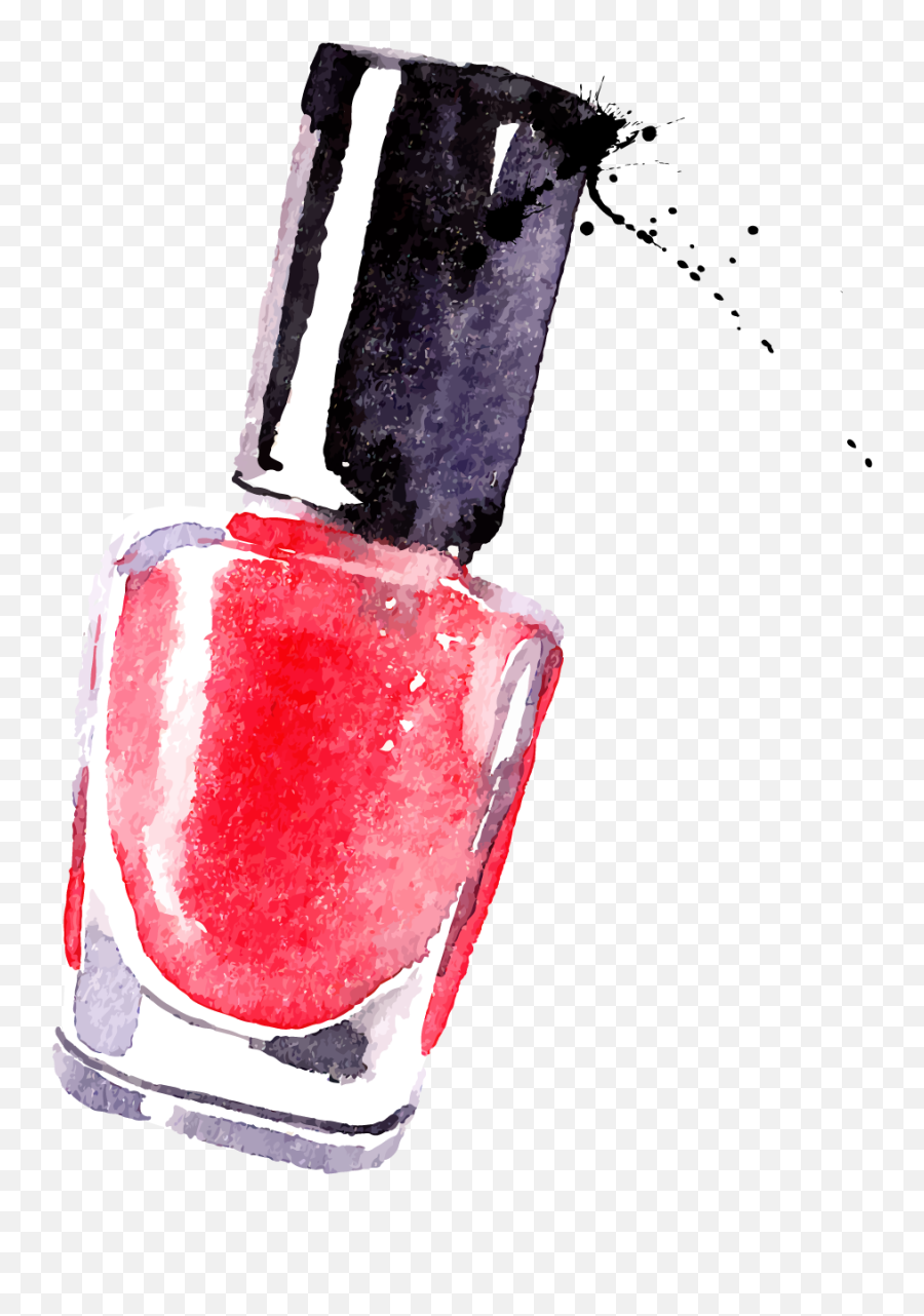 Download Watercolor Nail Cosmetics - Drawing Nail Emoji,Nail Polish Clipart