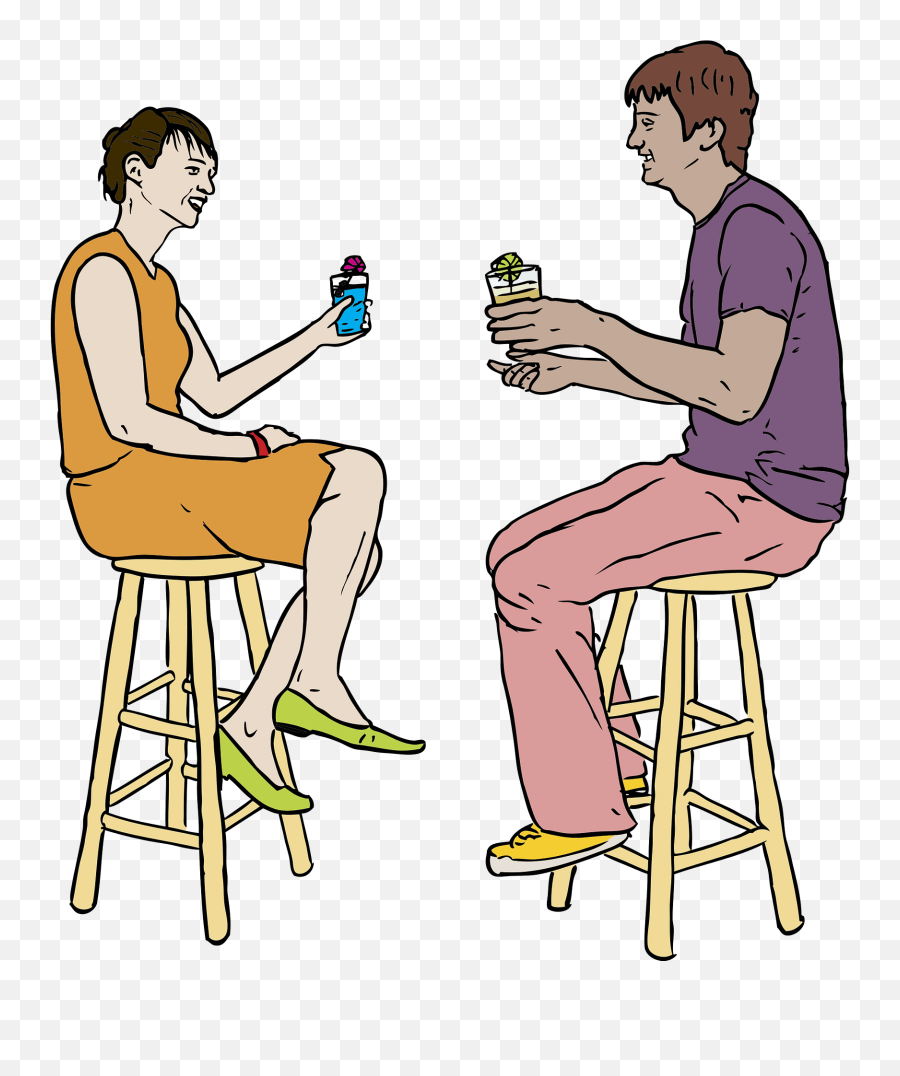 Couple Having Drinks Clipart - Go For A Drink Clipart Emoji,Drinks Clipart