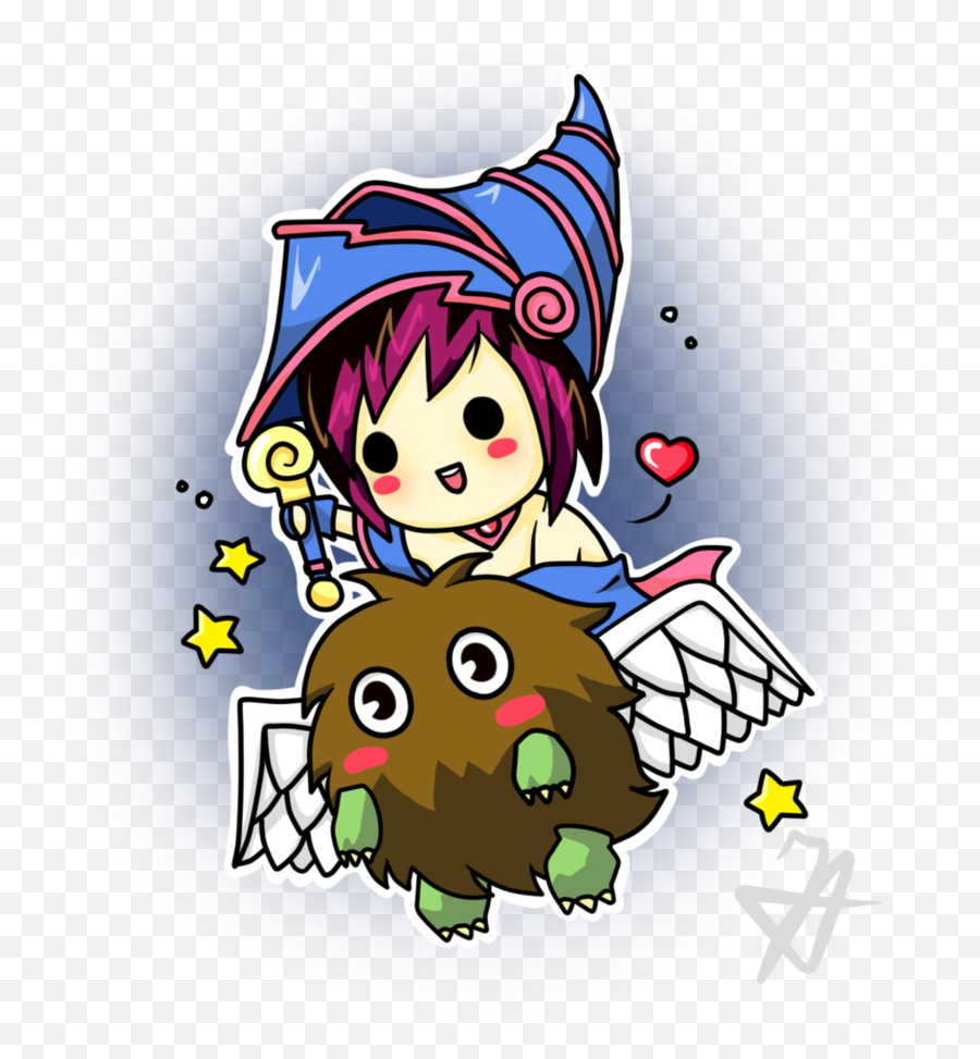 Chibi Dark Magician Girl And A Kuriboh - Yu Gi Oh Kuriboh Chibi Emoji,Dark Magician Girl Png