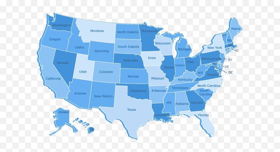 Download Blue Us Map Png Png Image With - Lgbtq Friendly States In Us Emoji,Us Map Png