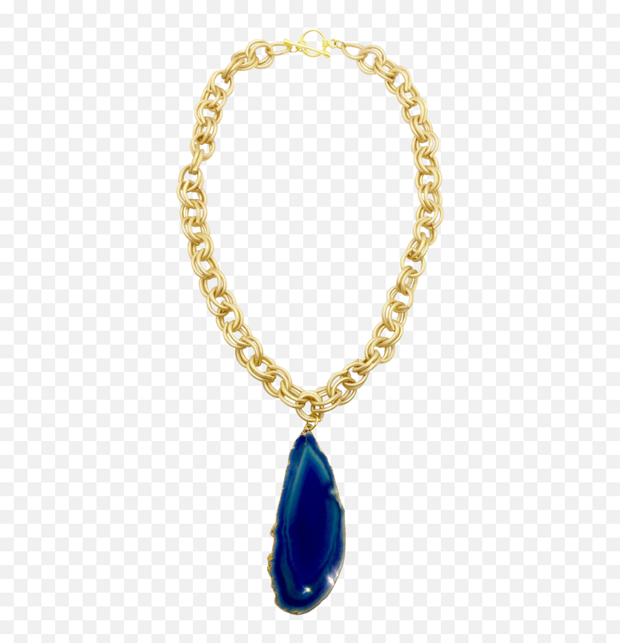 Teramasu Blue Agate And Gold Chain Necklace - Solid Emoji,Gold Chain Png