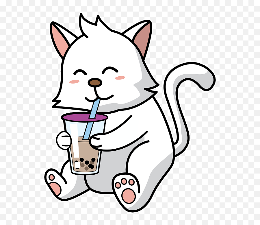 Boba Cat Kitten Drinking Bubble Milk Tea Gift Portable Emoji,Boba Tea Clipart