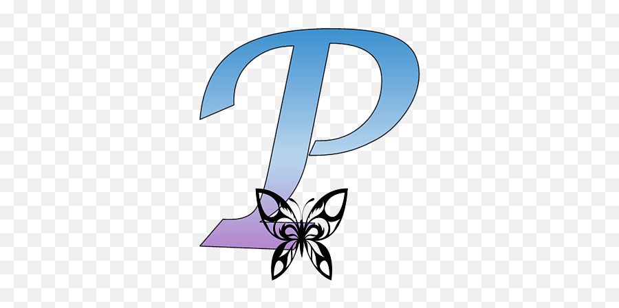 Butterfly Silhouette On Monogram Letter P Gradient Blue Emoji,P Logo Design