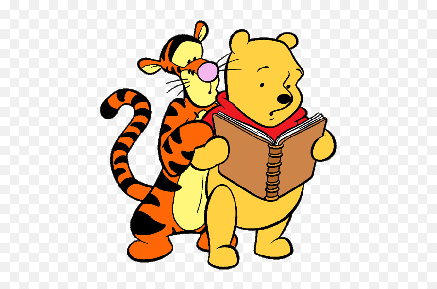 Characters Clipart Reading Picture 2350388 Characters - Winnie The Pooh Holding A Book Emoji,Reading Book Clipart