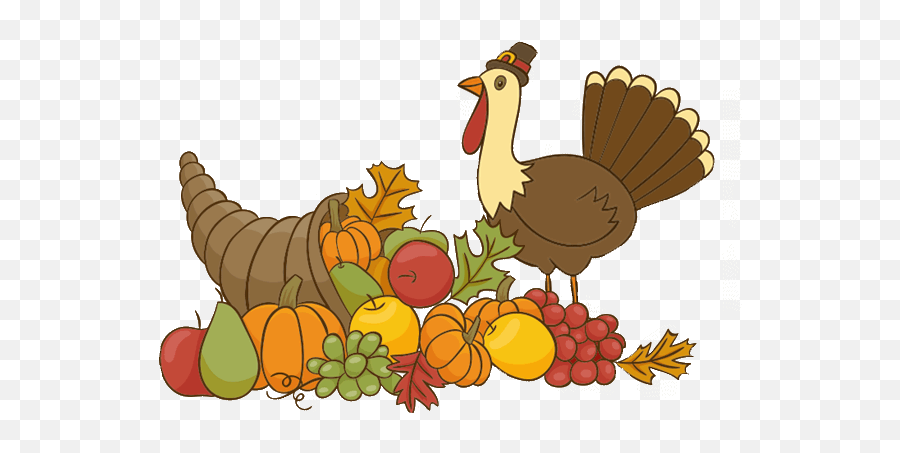 Happy Thanksgiving Clip Art Pictures - Cornucopia And Turkey Clipart Emoji,Cute Thanksgiving Clipart
