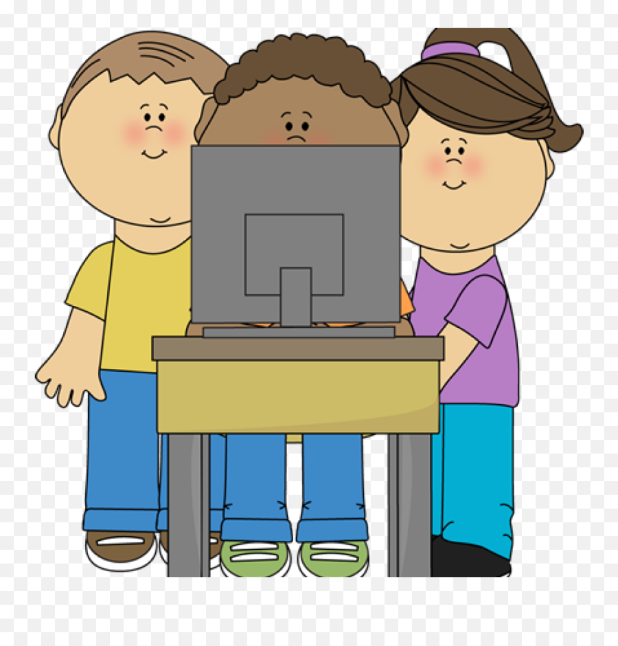 Computer Clipart Kids Using School - Children Working On Computers Cliparts Emoji,Computer Clipart