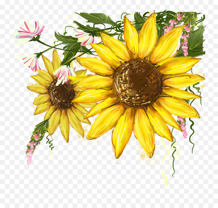 Common Sunflower Clip Art Image - Transparent Background Free Sunflower Clipart Emoji,Sunflower Clipart