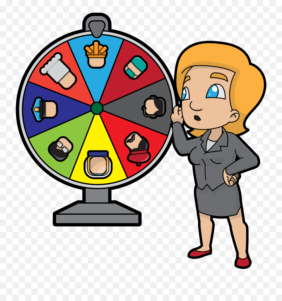 File Cartoon Woman Changing By Spinning - Spin A Wheel Clipart Emoji,Spinning Wheel Clipart