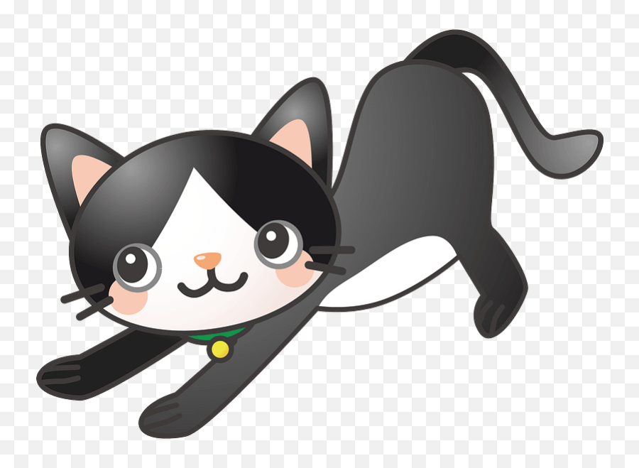 Black Cat Is Stretching Clipart Free Download Transparent - Clipart Transparent Animal Stretching Emoji,Cat Tail Clipart