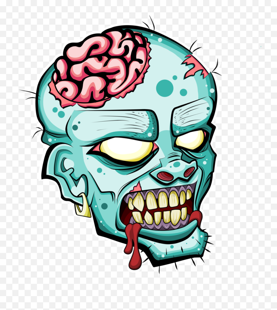 Zombie Head Free Clipart Please Credit - Transparent Zombie Cartoon Face Emoji,Zombie Clipart
