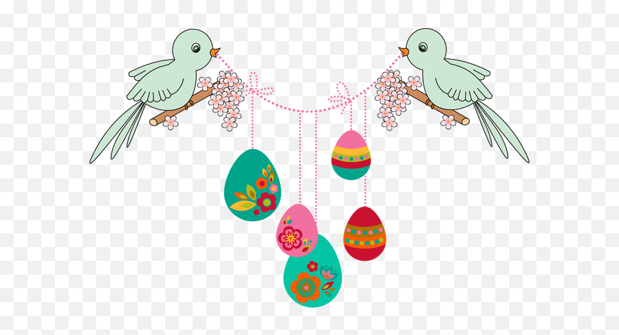 Birds With Hanging Easter Eggs - Hanging Easter Eggs Emoji,Easter Eggs Transparent