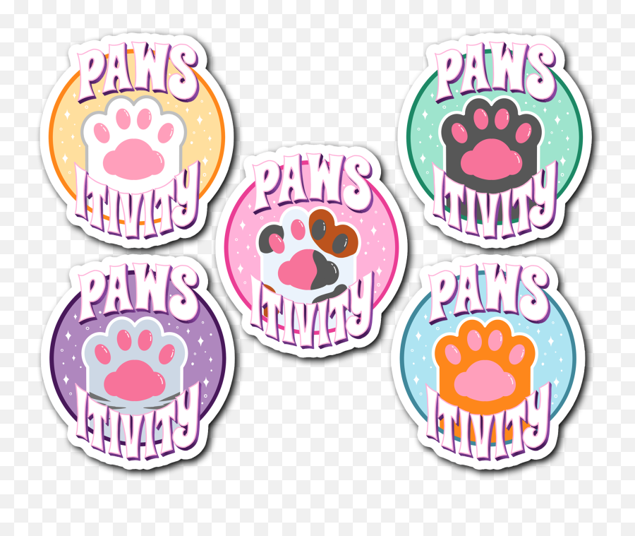 Cat Pawprint Pawstivity Sticker Bundle Set Of 5 U2014 Fueled By Emoji,Cat Paw Print Clipart