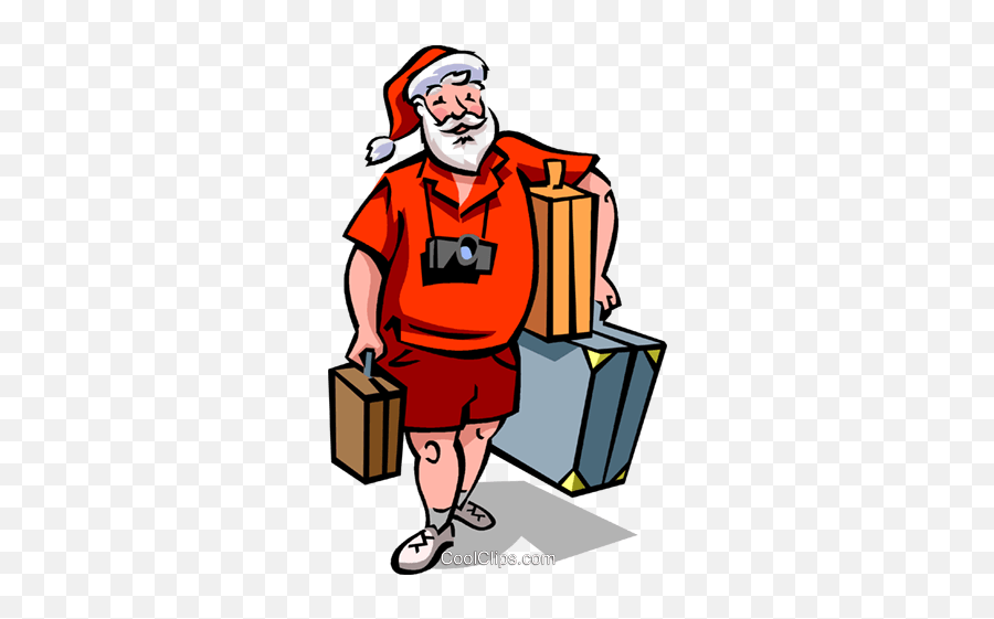 Santa Going - Santa Claus On Vacation Clipart Emoji,Vacation Clipart